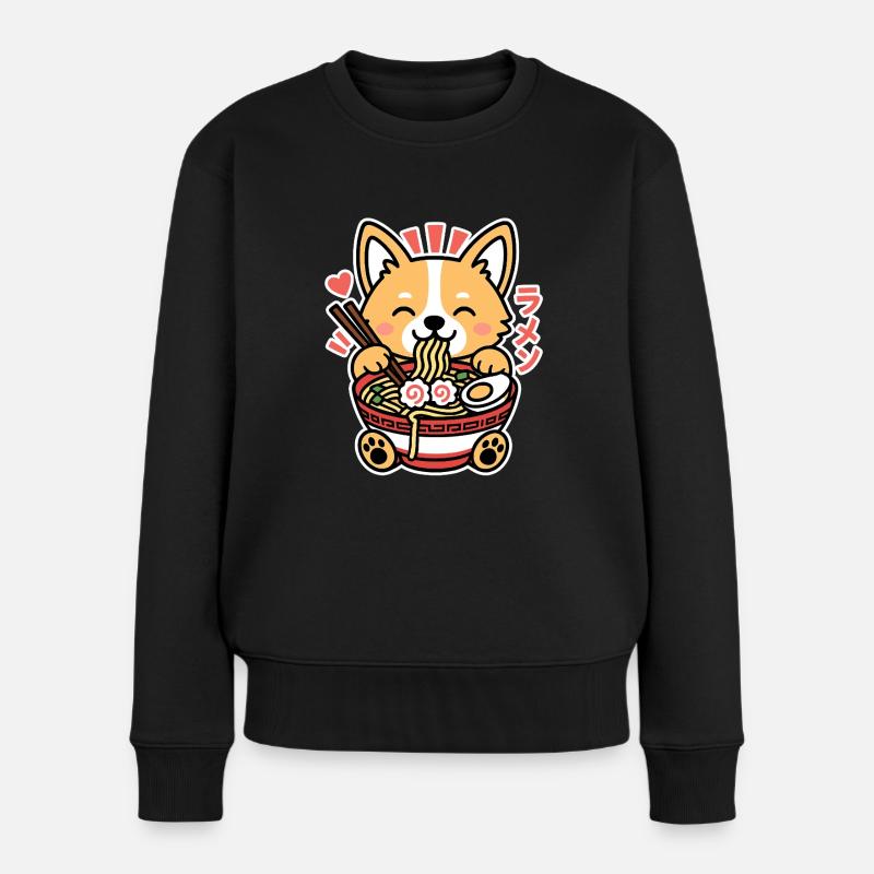 Ramen Noodles Fox - Frauen Premium Bio Pullover - Schwarz