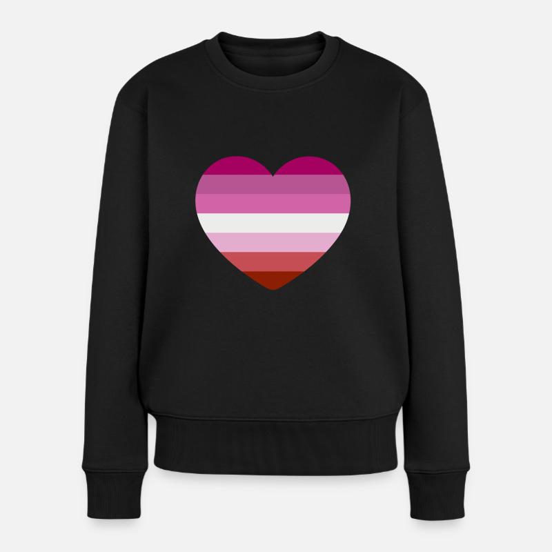 Herz in den Farben der Lesbenflagge - Frauen Premium Bio Pullover - Schwarz