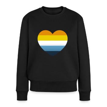 Herz in den Farben der AroAce-Flagge - Frauen Premium Bio Pullover - Schwarz - Vorne - Julia (174cm)
