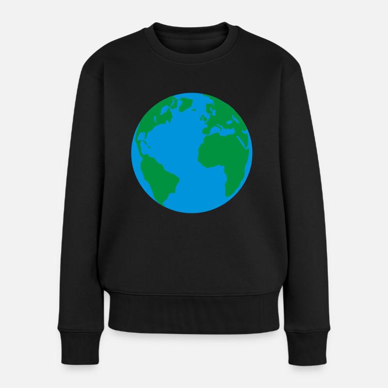 Erde, Erdkugel, Welt - Frauen Premium Bio Pullover - Schwarz