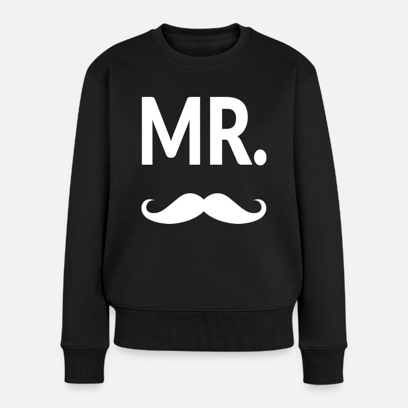 Mr. Moustache - Frauen Premium Bio Pullover - Schwarz