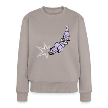 Zündkerze mit Farbänderungsfunktion - Frauen Premium Bio Pullover - Taupe - Vorne - Julia (174cm)