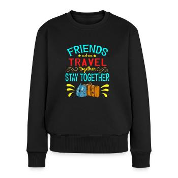 Mit Freunden reisen? Ein schönes reisendes Design - Frauen Premium Bio Pullover - Schwarz - Vorne - Julia (174cm)