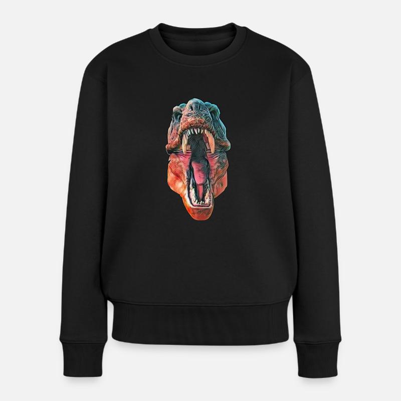 T-Rex - Frauen Premium Bio Pullover - Schwarz