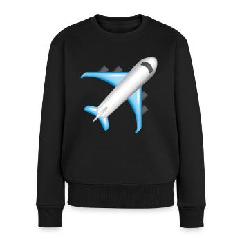 Smiley Plane - Frauen Premium Bio Pullover - Schwarz - Vorne - Julia (174cm)