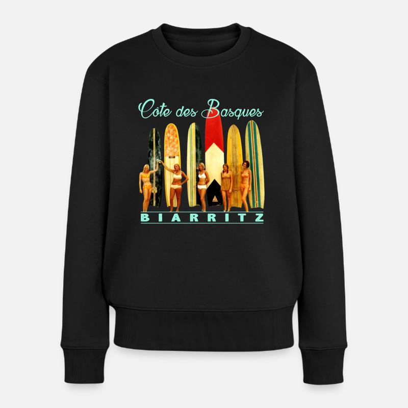 Côte des Basques Biarritz - Pull Premium bio Femme - noir