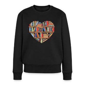Herzhafte Bibliothek Bücher für erstaunliche - Frauen Premium Bio Pullover - Schwarz - Vorne - Julia (174cm)