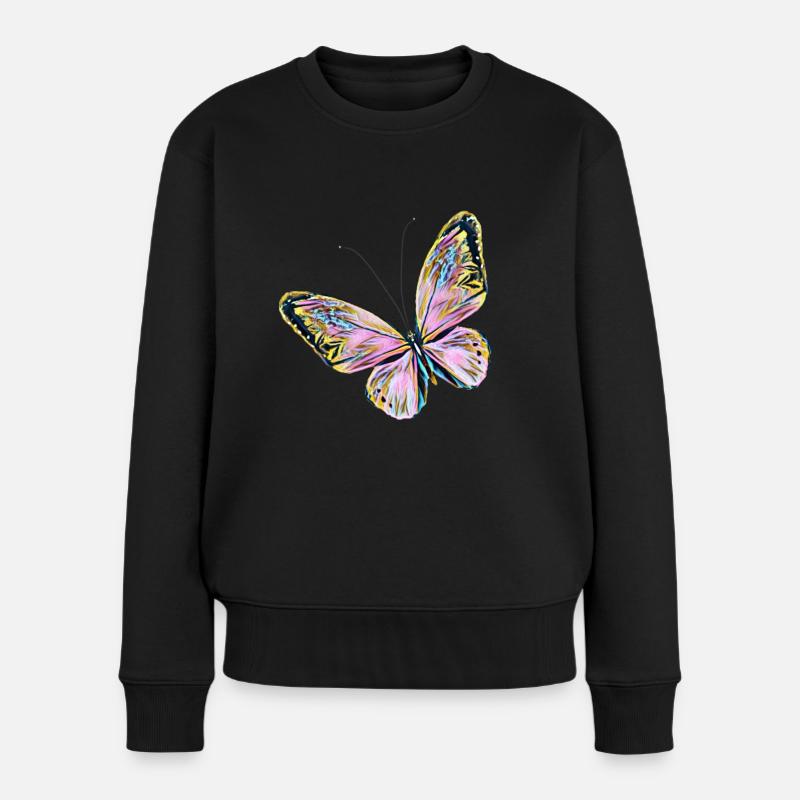 Schmetterling - Frauen Premium Bio Pullover - Schwarz