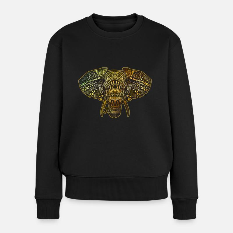 Mandala éléphant Inde Afrique - Pull Premium bio Femme - noir
