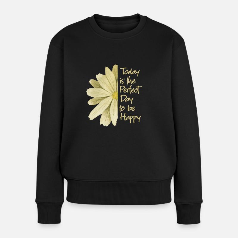Blume - Frauen Premium Bio Pullover - Schwarz