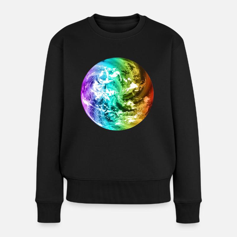 Bunter Globus Weltkugel Erde Bunte Erdkugel - Frauen Premium Bio Pullover - Schwarz