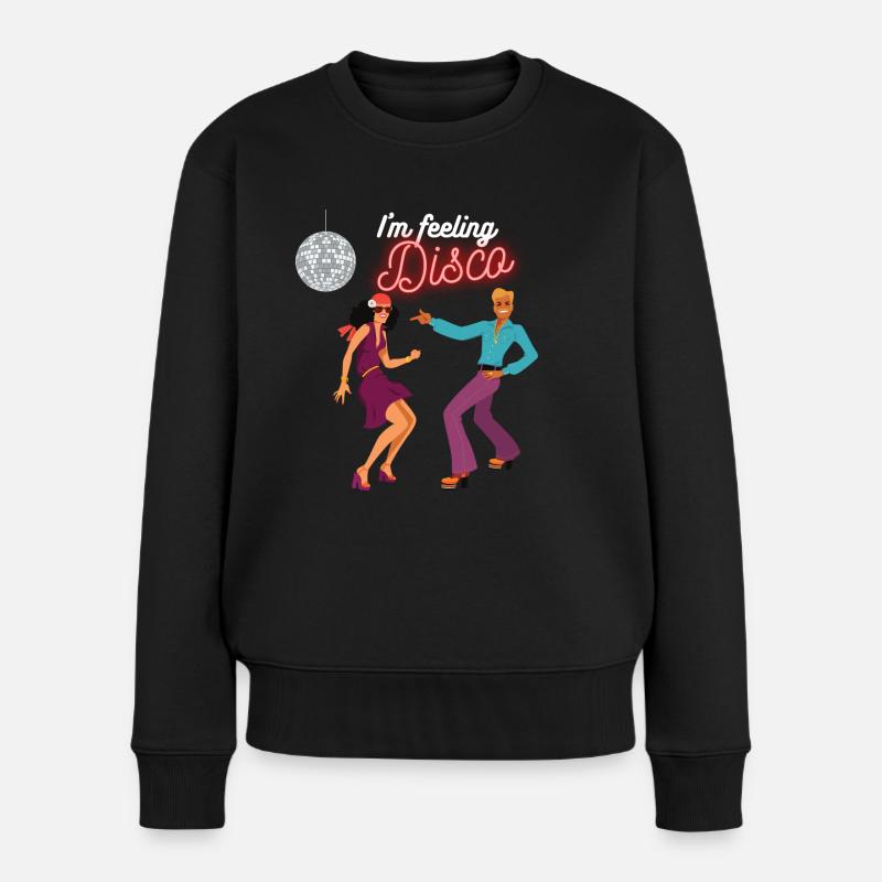 Fühl mich Disco - Frauen Premium Bio Pullover - Schwarz