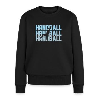 Lustig Handball Handballer Handballspieler Spruch - Frauen Premium Bio Pullover - Schwarz - Vorne - Julia (174cm)