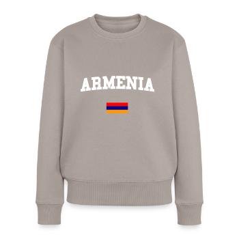 ARMENIEN - Frauen Premium Bio Pullover - Taupe - Vorne - Julia (174cm)