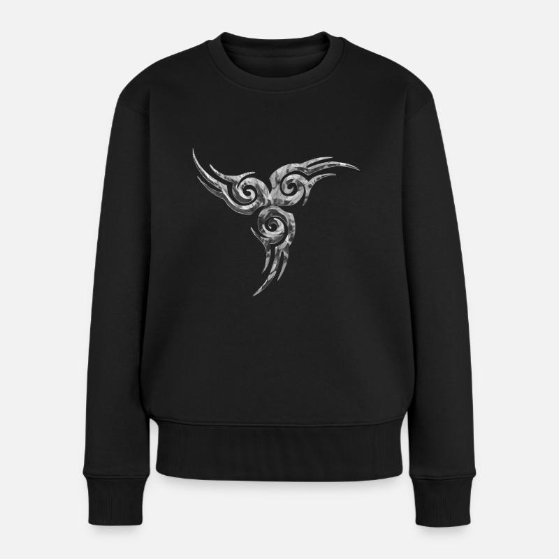 B & W Triskel Tattoo - Frauen Premium Bio Pullover - Schwarz