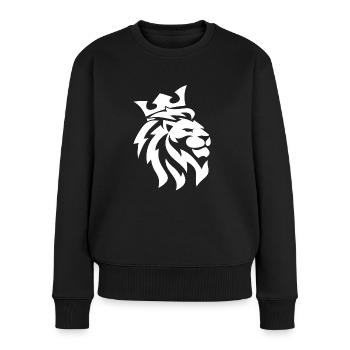 Tête de lion visage de lion couronne - Pull Premium bio Femme - noir - Devant - Julia (174cm)