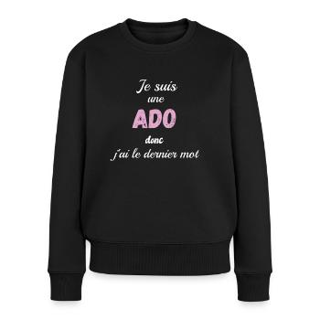 t-shirt adolescente: Humour, ado, idée cadeau - Pull Premium bio Femme - noir - Devant - Julia (174cm)
