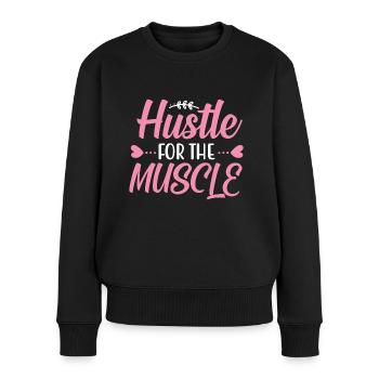 Hektik für den Muskel - Frauen Premium Bio Pullover - Schwarz - Vorne - Julia (174cm)