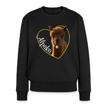 Alpaka Alpaka Lama Lama - Frauen Premium Bio Pullover - Schwarz - Vorne - Julia (174cm)