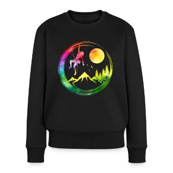 Kletterin Bergsteigerin klettern geschenk - Frauen Premium Bio Pullover - Schwarz - Vorne - Julia (174cm)