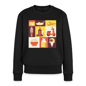 Italienisches Essen, italienische Speisen - Frauen Premium Bio Pullover - Schwarz - Vorne - Julia (174cm)