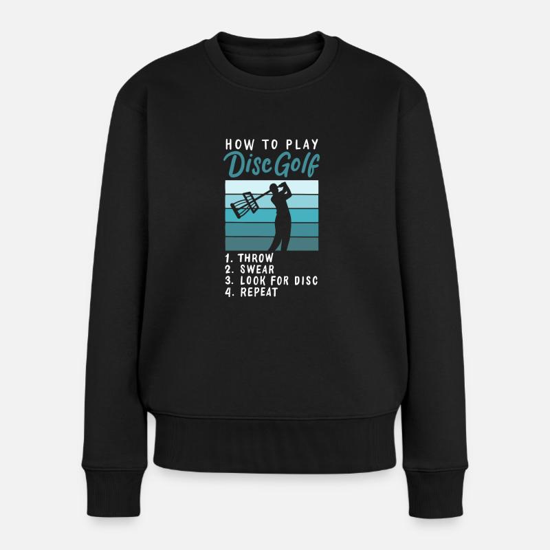 Disc Golf Retro - Frauen Premium Bio Pullover - Schwarz