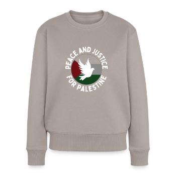 Palästinensische Leben Materie Frieden und Gerechtigkeit BLM Krieg - Frauen Premium Bio Pullover - Taupe - Vorne - Julia (174cm)