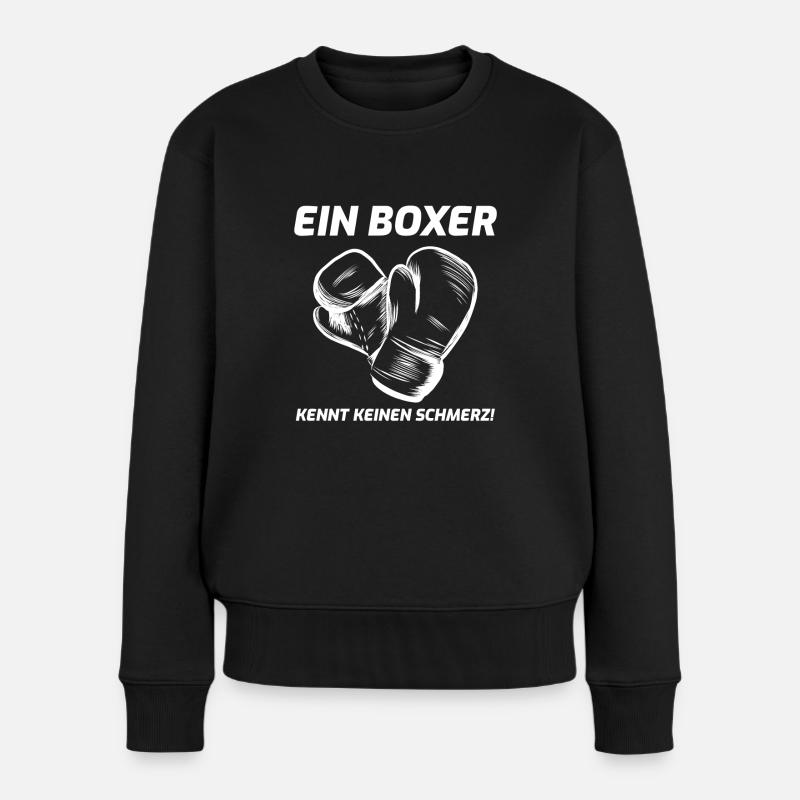 Boxen Boxer Spruch - Frauen Premium Bio Pullover - Schwarz