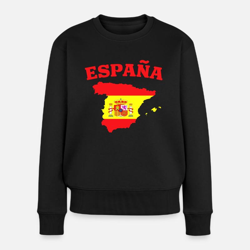 Espagne Espana Drapeau géographique - Pull Premium bio Femme - noir