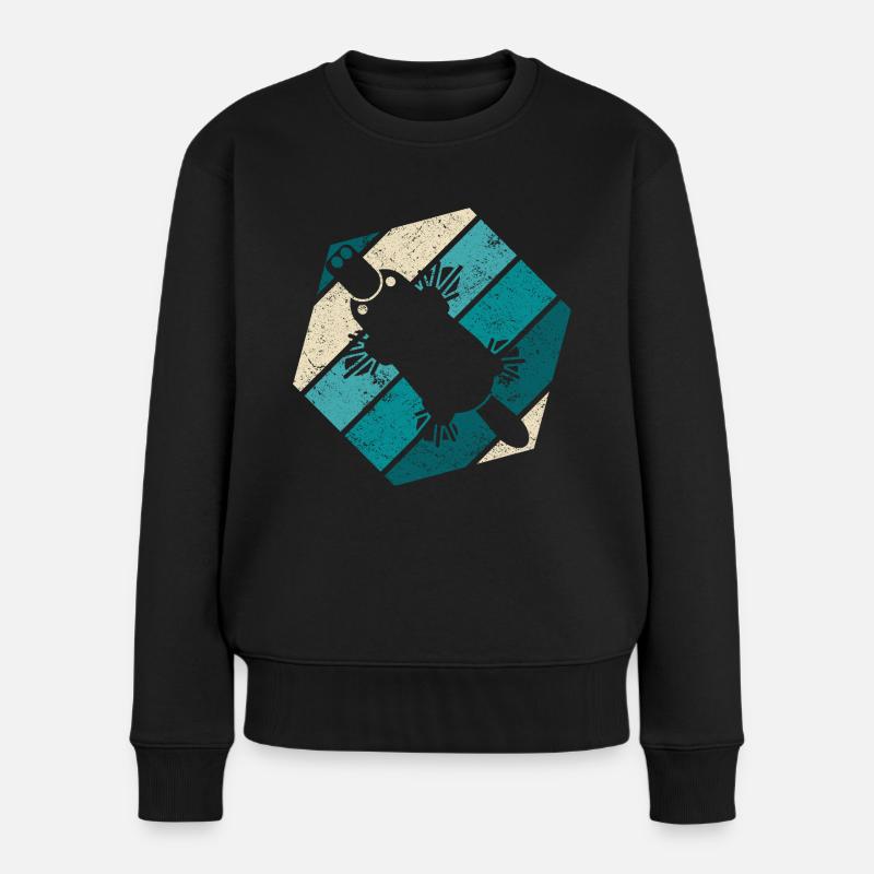 Retro Schnabeltier Vintage Platypus - Frauen Premium Bio Pullover - Schwarz