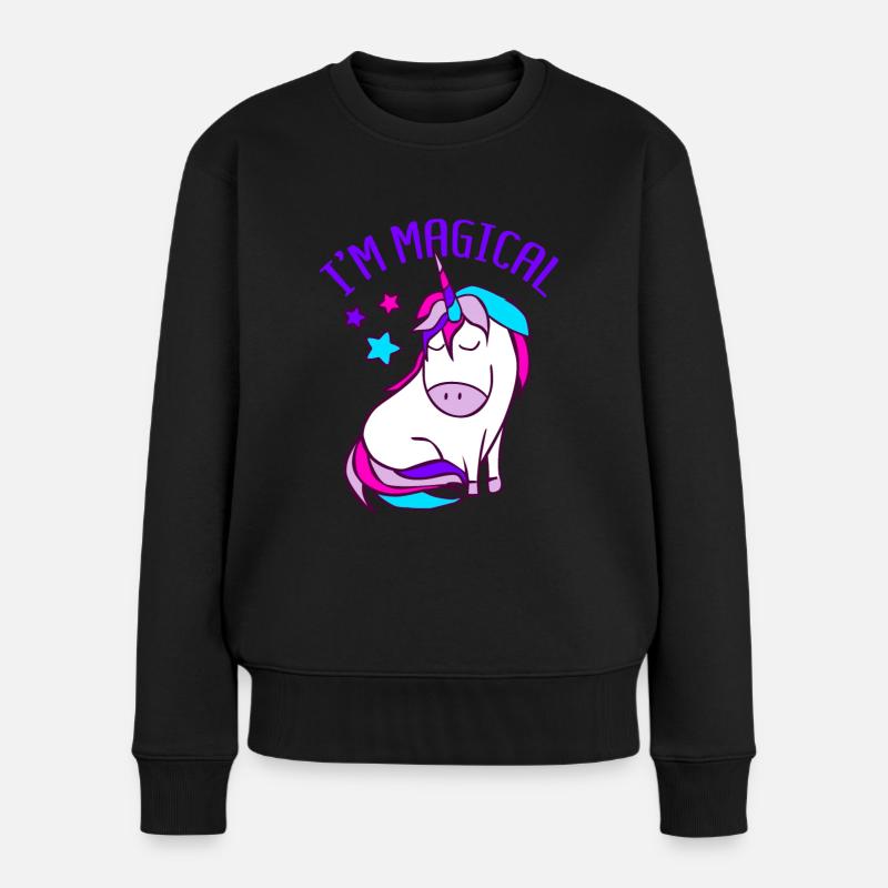 Einhorn Einhörner Magie - Frauen Premium Bio Pullover - Schwarz