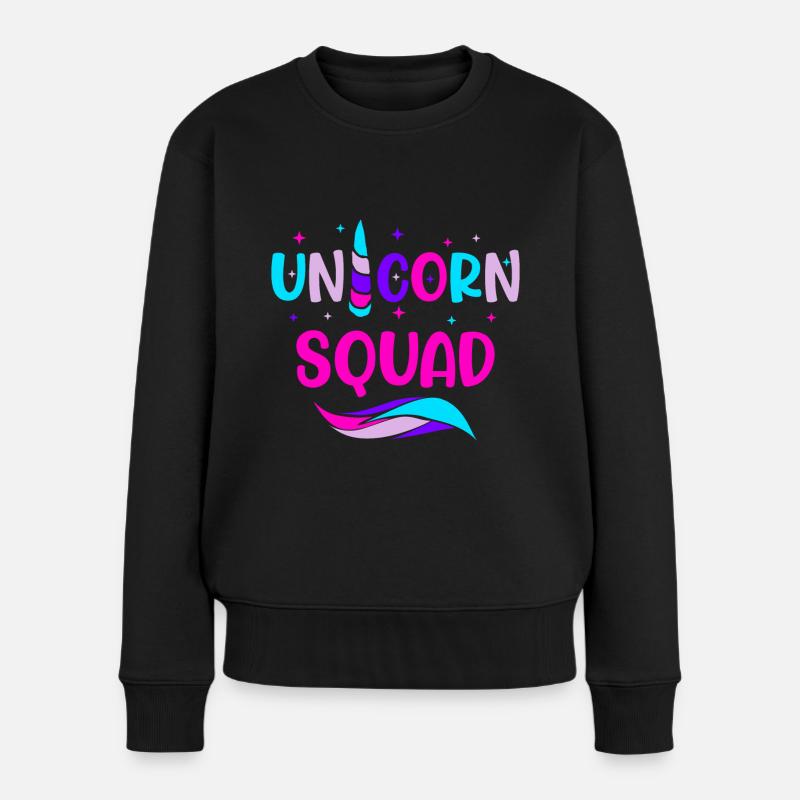 Einhorn Einhörner Gruppe - Frauen Premium Bio Pullover - Schwarz