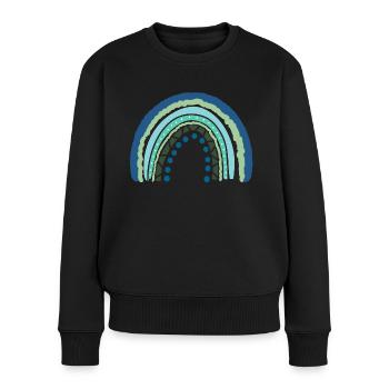 Bleu Arc-en-ciel vert avec des points - Pull Premium bio Femme - noir - Devant - Julia (174cm)