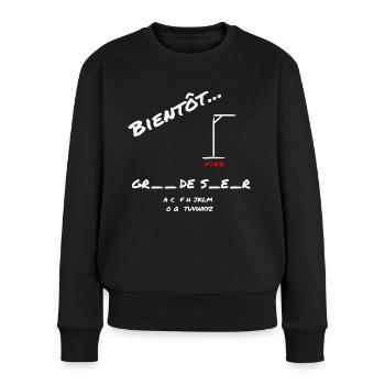 Bientôt grande sœur annonce naissance - Pull Premium bio Femme - noir - Devant - Julia (174cm)