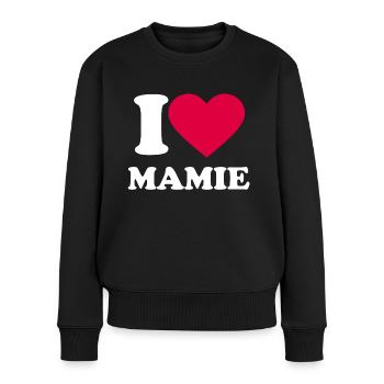 I love mamie - Pull Premium bio Femme - noir - Devant - Julia (174cm)