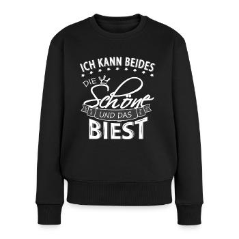Ich kann Beides - Frauen Premium Bio Pullover - Schwarz - Vorne - Julia (174cm)