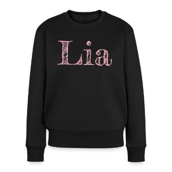 Lia - Frauen Premium Bio Pullover - Schwarz - Vorne - Julia (174cm)