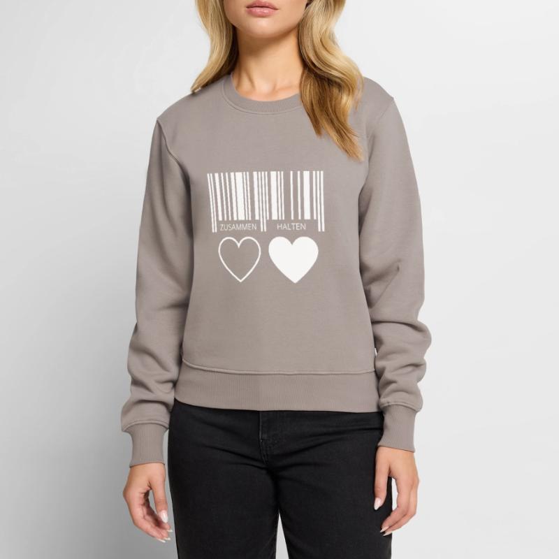 Zusammen halten Herzen Strichcode Barcode Paar C19 Frauen Premium Bio Pullover