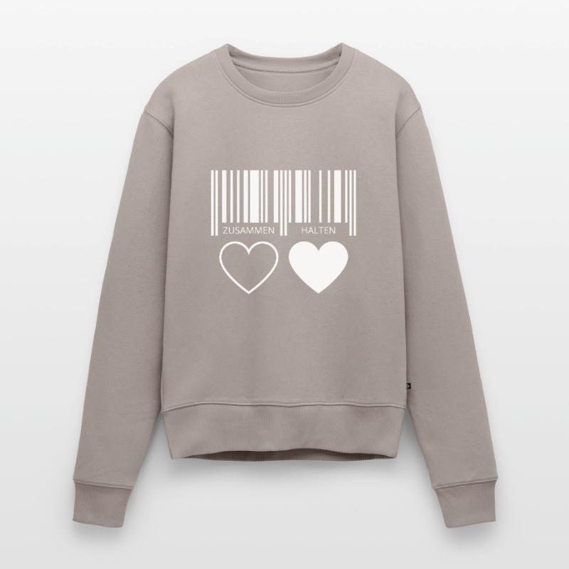 Zusammen halten Herzen Strichcode Barcode Paar C19 Frauen Premium Bio Pullover