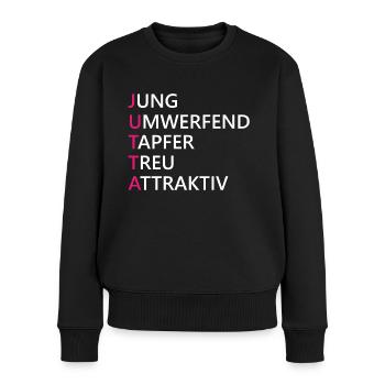 Jutta Name Geschenk - Frauen Premium Bio Pullover - Schwarz - Vorne - Julia (174cm)