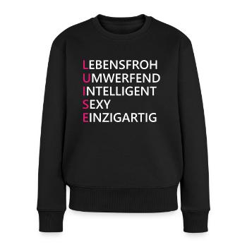 Luise Name Geschenk - Frauen Premium Bio Pullover - Schwarz - Vorne - Julia (174cm)