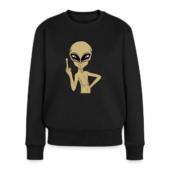 Sarcastic Design Fuck You T-shirt Design Aliens - Frauen Premium Bio Pullover - Schwarz - Vorne - Julia (174cm)