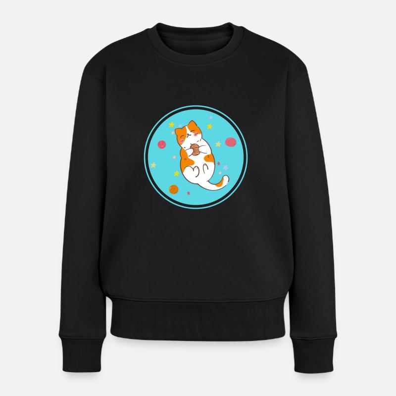 Nettes spielendes Kätzchen - Frauen Premium Bio Pullover - Schwarz