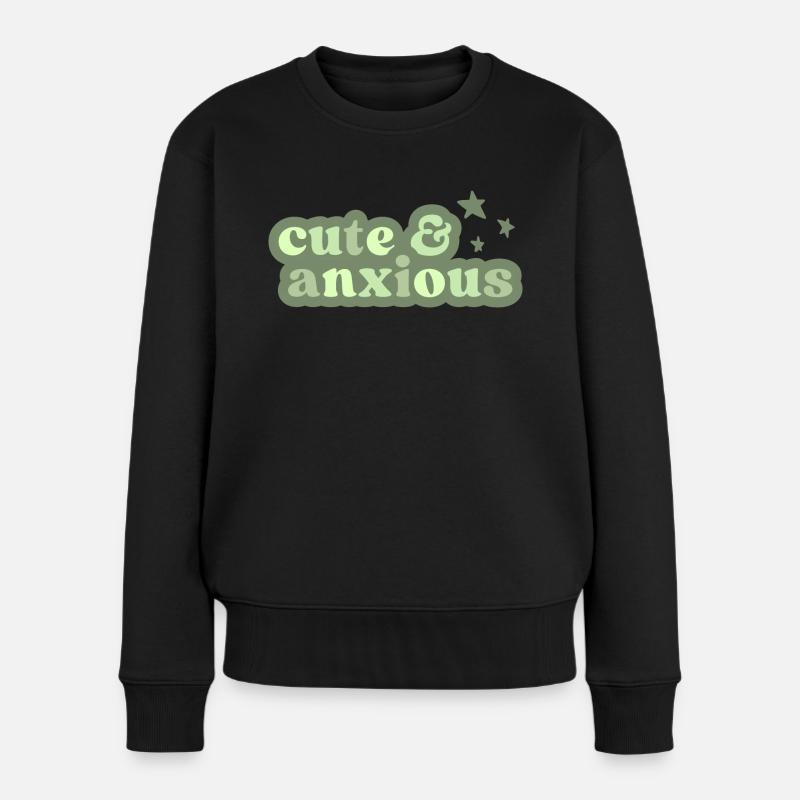 niedlich und ängstlich pastellfarben lustig - Frauen Premium Bio Pullover - Schwarz