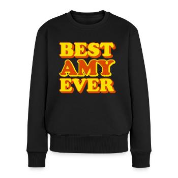Amy Vorname lustiges Geschenk - Frauen Premium Bio Pullover - Schwarz - Vorne - Julia (174cm)