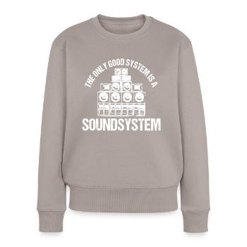 Le seul bon système est un système de sonorisation - Pull Premium bio Femme - taupe - Devant - Julia (174cm)