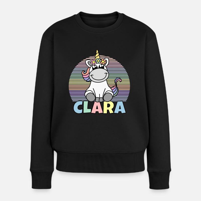 Nom de licorne Clara - Pull Premium bio Femme - noir