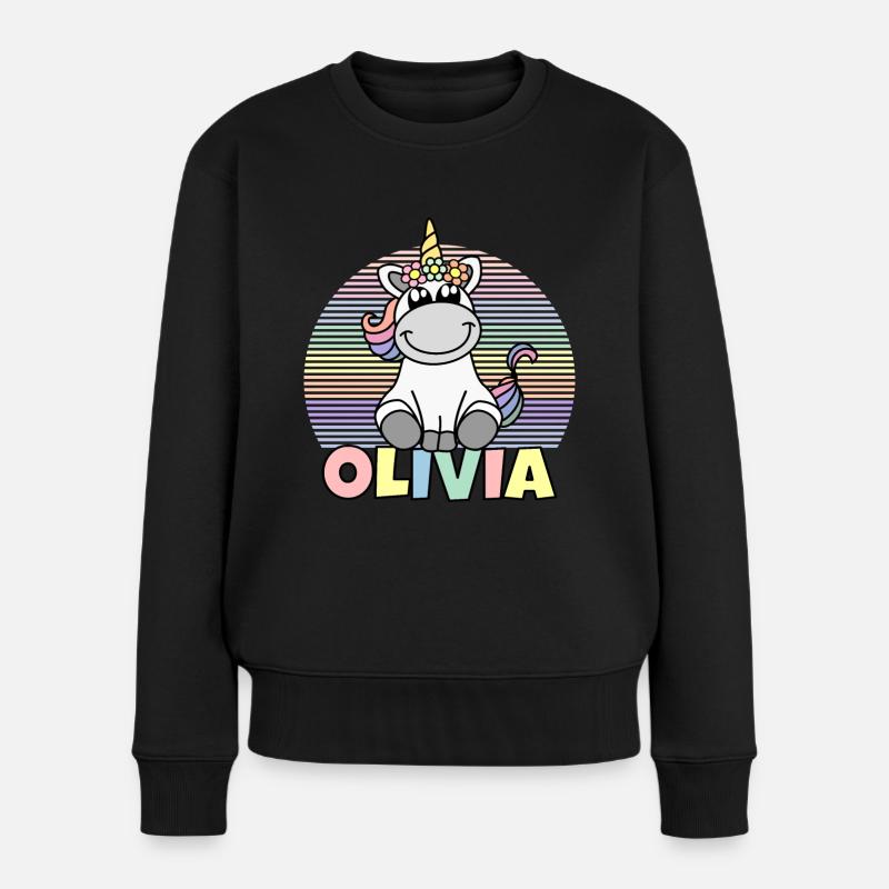 Nom de la licorne Olivia - Pull Premium bio Femme - noir