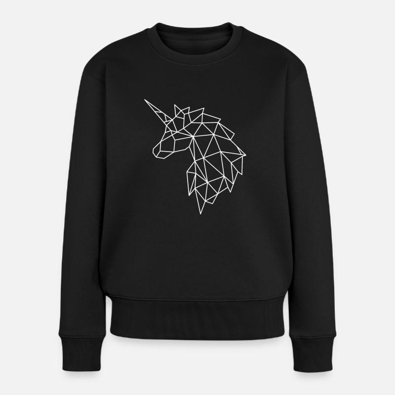 Geometrisches Einhorn im Polygon-Stil - Frauen Premium Bio Pullover - Schwarz