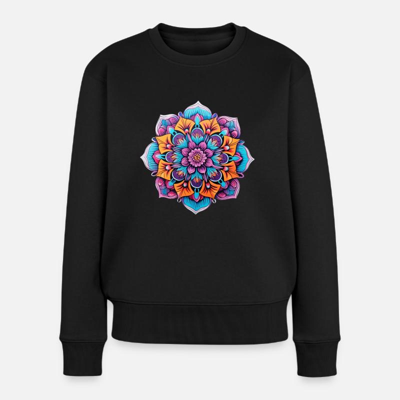 Fleur de mandala - Pull Premium bio Femme - noir